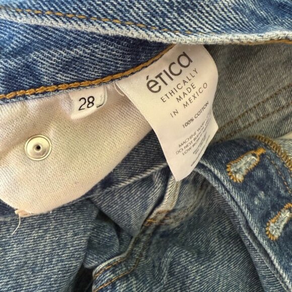 Etica Jeans Leia Womens Button Fly High Rise Straight Leg Blue Denim Size 28 - Picture 4 of 8
